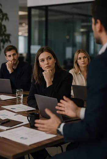 Colleagues reviewing information together in an office