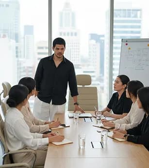 Team meeting around a boardroom table