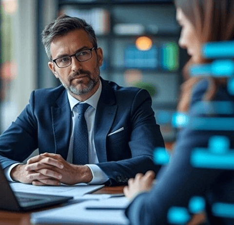Professionals discussing cookie and data privacy matters in a workplace