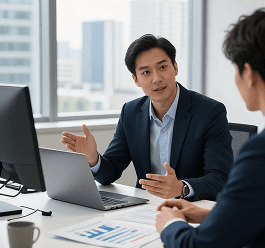 Professionals working together at a desk