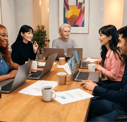 Institution research team reviewing policy information