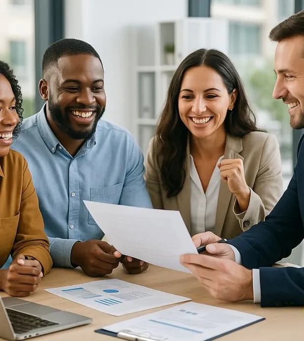 Colleagues reviewing fixed-income research together