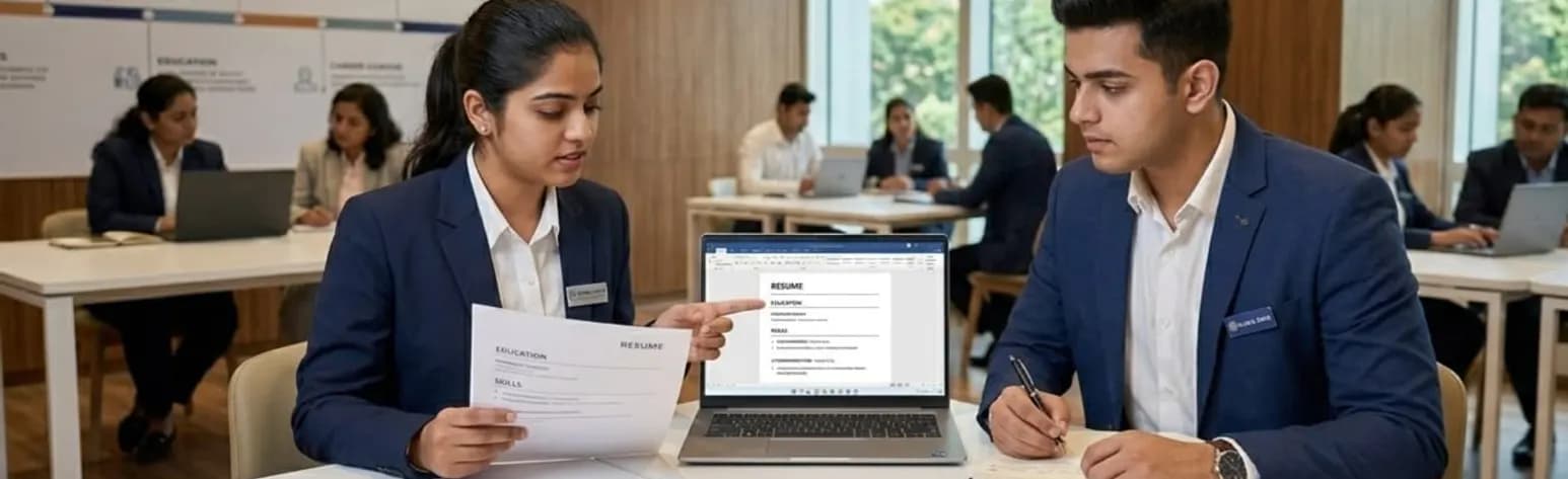Two analysts reviewing evidence on a laptop in a research office