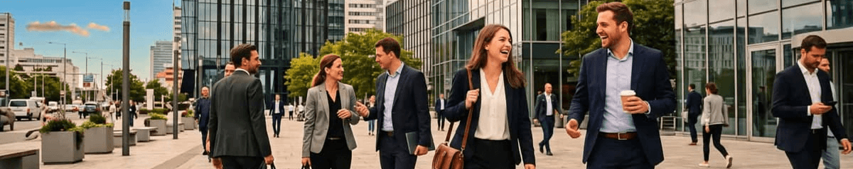 Market research professionals in an urban business environment